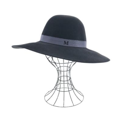 極美品✨メゾンミッシェル　ハット　ウール100% ブラック　ピンク　つば広　M a（MAISON MICHEL／レディースハット、つば広帽子）｜帽子