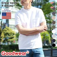 グッドウェア Tシャツ メンズ 半袖 ポケットt トップス 厚手 Goodwear クルーネック おしゃれ かっこいい ブランド 大きいサイズ 無地 スポーツ 白 XL 