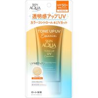 ロート製薬 スキンアクア トーンアップUVエッセンス ラテベージュ 80g SPF50+ PA++++ ｜ 日焼け止め 顔 フェイス ボディ 体 色ムラ | 東京生活館 Yahoo!店