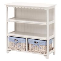 ラック 棚 レトロ かわいい 白 おしゃれ ナチュラルカントリー ホワイト かご バスケット リボン 完成品 サイドボード チェスト 幅70cm | 楽装屋