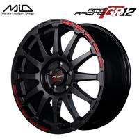 マルカサービス MID RMP RACING GR12 17インチ 7J インセット48 5穴 PCD 100 クリスタルブラック/ストロボレッド ホイール 単品 1本 レーシング | レイブロス ヤフーショッピング店