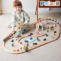 PolarB トレインレールセット92ピース Train Set 92 pcs 電車ごっこ 木製玩具 電車セット ポーラービー おもちゃ ベビー キッズ ギフト プレゼント | リコメン堂ファッション館
