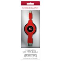 NISSAN 公式ライセンス品 GT-R CHARGE &amp; SYNC USB REEL CABLE FOR IPHONE RED NRMUJ-RRD | リコメン堂生活館