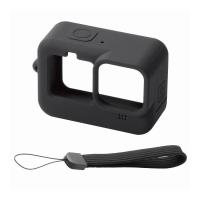 GoPro HERO9 Black用 シリコンケース ハンドストラップ付き アクションカメラ ゴープロ9 ブラック AC-GP9BSSCBK エレコム 代引不可 | リコメン堂生活館