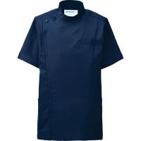 KAZEN メンズジャケット半袖（医務衣 メンズケーシー） 医療白衣 ネイビー 5L 253-28（直送品） | LOHACO by アスクル(直送品グループ1)