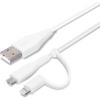 PGA 変換コネクタ付き 2in1 USBケーブル(Lightning＆micro USB) 15cm ホワイト（直送品） | LOHACO by アスクル(直送品グループ2)