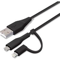 PGA 変換コネクタ付き 2in1 USBケーブル(Lightning＆micro USB) 50cm ブラック（直送品） | LOHACO by アスクル(直送品グループ2)