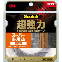 粗面用 スーパー多用途 超強力両面テープ プレミアゴールド SPR-19R 幅19mm×長さ4m スコッチ 3Mジャパン 1巻 | LOHACO by アスクル