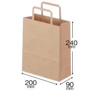 平紐クラフト紙手提袋薄型エコノミー 200×240×90 茶 1セット（100枚：50枚入×2袋）  オリジナル | LOHACO by アスクル