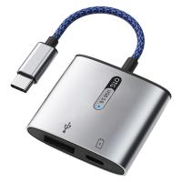USB Type-C オーディオ変換 PD18W給電 3.5mm イヤホンジャック 変換アダプタ USBハブ ドック 1個 | LOHACO by アスクル