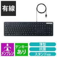 エレコム 有線キーボード/薄型/メンブレン式/抗菌/フルサイズ/ブラック TK-FCM108KBK 1個 | LOHACO by アスクル