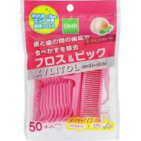 デンタルフロス Clesh（クレシュ） キシリトール フロス＆ピック ピーチミントフレーバー 50本入 | LOHACO by アスクル