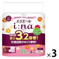 トイレットペーパー 4ロール ダブル 75m 3.2倍巻き エリエール イーナ プリント 1セット（4ロール×3パック）大王製紙 | LOHACO by アスクル