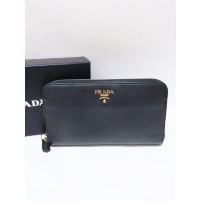 PRADA(プラダ) 長財布 - 1M1037 黒 レザー 中古 プラダ 長財布二折 レディース ブランド PRADA サフィアーノ