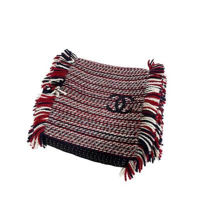 美品 【CHANEL】 シャネル ラメ ツイード ニット マフラー ストール CHANEL シャネル マフラー ラメニット ツイード ココマーク付き グレー