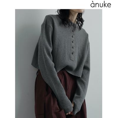 封筒＆タグ付き完売anuke アンヌークWool Knit Shirtsブラック anuke（アンヌーク）の「Mix Knit Shirts（シャツ/ブラウス