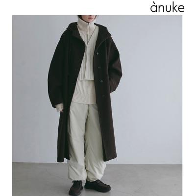 美品/2024年♡アンヌーク ウールステンカラーコート ロング 比翼 濃紺 36 アンヌーク（レディースその他コート、ジャケット）｜コート