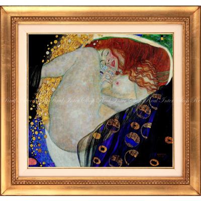 【美品】グスタフ　クリムト　絵画　額装　「 ダナエ 」　人物画　女性　芸術　アート　インテリア　有名絵画　模写　複製画　ギリシャ神話 グスタフクリムト 