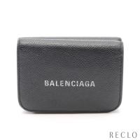 バレンシアガ CASH MINI WALLET 二つ折り財布 財布 ブラック レザー 