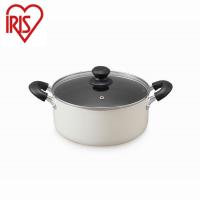 アイリスオーヤマ ダイヤモンドコート 両手なべ24cm DIS-P24 ホワイト IRIS OHYAMA 代引不可 | リコメン堂