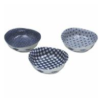 藍染 楕円小付3柄揃 YN-2002AW 和陶器 和陶鉢 小鉢セット 代引不可 | リコメン堂