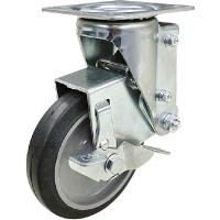 ユーエイ クッションキャスター 125径 自在車 ストッパー付 ゴム車輪 SHSKY-S125NRBDS-30 キャスター・緩衝キャスター | リコメン堂