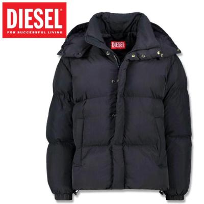 未使用　DIESEL 黒 ジャケット 中綿入りフードコート DIESEL ブラック フード付きダウンジャケット（DIESEL([イリョウ