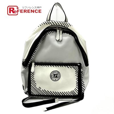 FENDI フェンディ FILAコラボ リュックサック エコバッグ　ホワイト FENDI（フェンディ） 美品 FILAコラボ ポーチ付き ホワイト ナイロン