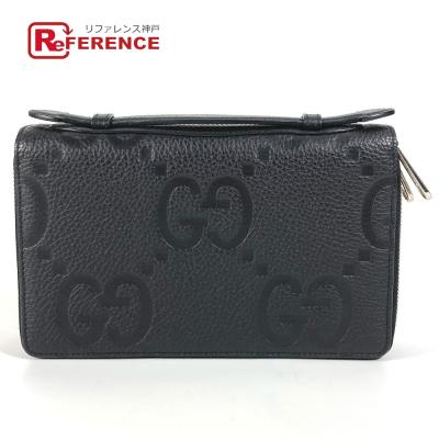 GUCCI/グッチ ジャンボGGトラベルドキュメントケース 長財布カードケース Jumbo GG travel document case in black leather | GUCCI® US
