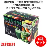 送料無料 青汁 植物性乳酸菌入り 82種の野菜酵素+炭 ミックスフルーツ味 3g×25包入×6箱セット 腸活サポート 同梱区分A(在庫切れの場合あり) | リージュ化粧品