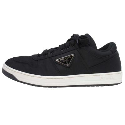 【美品】プラダ Re-Nylon スニーカー 三角ロゴ メンズ ナイロン 黒 PRADA（プラダ） 美品 Re-NYLON トライアングルロゴ スニーカー