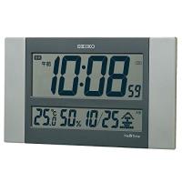 セイコークロック 掛け時計 電波 デジタル カレンダー 温度 湿度 表示 セイコーネクスタイム 銀色メタリック 本体サイ | R.E.M.