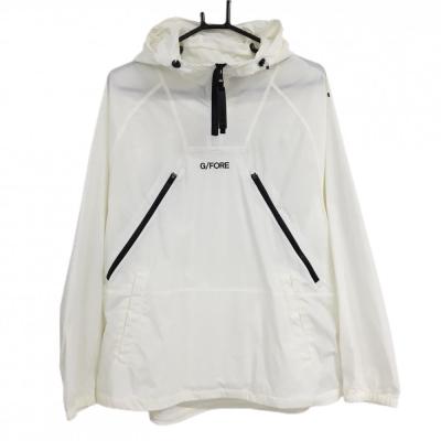 ジーフォア パーカー 白×黒 ハーフジップ ナイロン ブルゾン メンズ L  