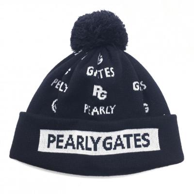 極美品パーリーゲイツ ぽんぽん付きラメニットキャップ