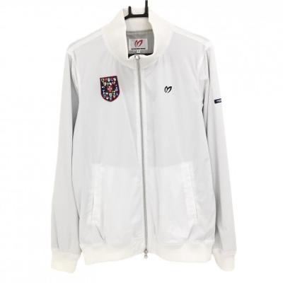 【マスターバニーエディション】人気プリーツ 長袖ゴルフブルゾンジャケットM 白 MASTER BUNNY EDITION マスターバニー ジャケットブルゾン 白