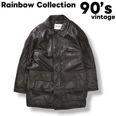 【希少】 80s VINTAGE レザージャケット 山羊革 カーコート黒 M OLD GAP Tバック レザーコート|ビンテージ - 札幌 ビンテージ 古着屋