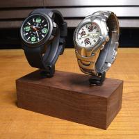 腕時計スタンド 2本用 G型 ウォッチスタンド 木製台座 ウォールナット  無垢材 インテリア ディスプレイ コレクション | ミリタリーショップ レプマート