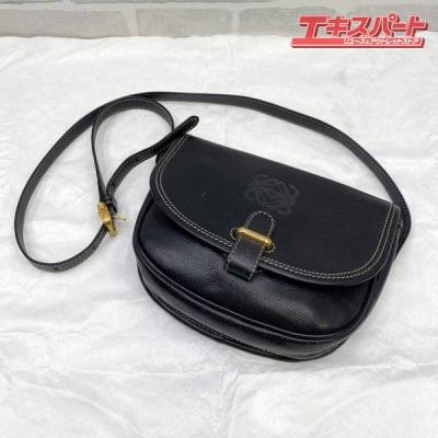 【極美品】ロエベ メッセンジャーバッグ アナグラム ナッパレザー 斜め掛け 黒 極美品】ロエベ メッセンジャーバッグ アナグラム ナッパレザー