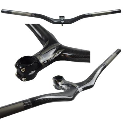 一体型 カーボンハンドル　ライザーバー wacako カーボンハンドル ライザーバー MTBハンドル ステム一体