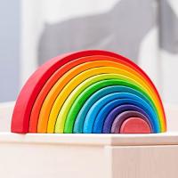 グリムGRIMM'S 玩具 おもちゃ 知育玩具 積み木 1セット インテリア 見立て遊び 虹 レインボー 高さ18×幅38×奥行7cm 虹色トン | リークー