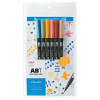 トンボ鉛筆 筆ペン デュアルブラッシュペン ABT 6色セット ノルディック AB-T6CNR | リークー
