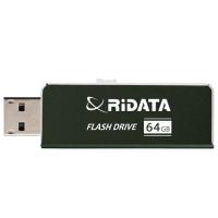 スライド式 USB 2.0 64GB アルミボディ ブラック USBメモリー インデックスシール付 片手で簡単スライド式 RI-OD17U064 BK usb RiDATA メール便OK ポスト投函 | アールアイジャパンダイレクト