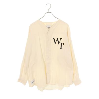 ダブルタップス サイズ:4  222TQDT-SHM05 ロゴワッペンノーカラー長袖シャツ 中古 BS99 WTAPS（ダブルタップス） サイズ:4 222TQDT-SHM05 ロゴワッペンノー