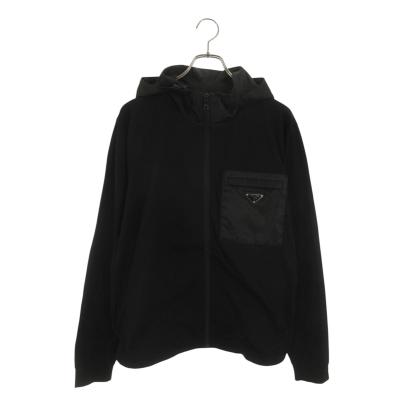 美品　プラダ　三角ロゴ　REナイロン切替え　ショート丈　パーカー　ブラック 黒 PRADA((SGN998))((選べるお色))三角ロゴナイロンパーカー (PRADA