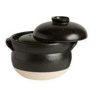 佐治陶器 ご飯鍋 黒 19.5cm 萬古焼 絶品 ごはん鍋 (中蓋付) 3合 30-1 | RISE