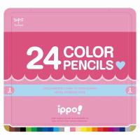 トンボ鉛筆 色鉛筆 ippo! スライド缶入 24色 プレーン Pink CL-RPW0424C | りしょっぷ