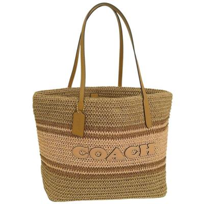 COACH かごバッグ ベージュ/ネイビー/レッド/ブルー 最終値下げ COACH かごバッグ ベージュ/ブルー - メルカリ
