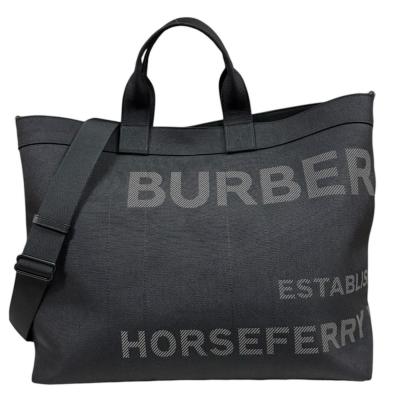 バーバリー ホースフェリープリントトートバッグ ショルダーバッグ キャンバス 8058202 ブラック メンズ BURBERRY  中古 BURBERRY（バーバリー） ホースフェリープリントトートバッグ