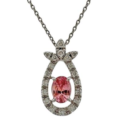 18金 ホワイトゴールド ダイヤとパパラチア ネックレス 楽天市場】【限定3本】【ランキング1位】18金 パパラチア サファイア