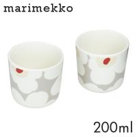 Marimekko マリメッコ Unikko ウニッコ コーヒーカップ 取っ手無 200ml 2個セットホワイト×ライトグレー×レッド×イエロー | Rocco